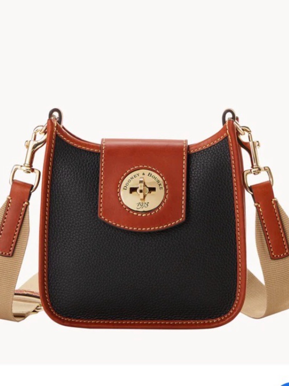 Dooney & Bourke Black Pebble Turnlock 20 in Black with Brown, sold out color!